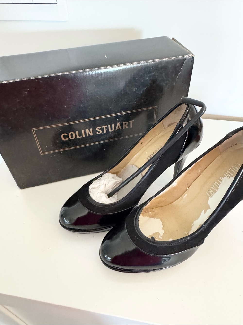 Colin Stuart Black Patent Slingback Pumps
